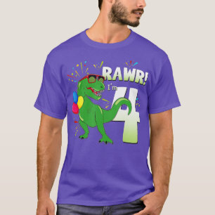 Birthday Dinosaur T Rex Rawr Im 4 Years Old Boys T-Shirt