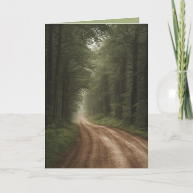 Birthday Dirt Road In Green Forest Card (Front)