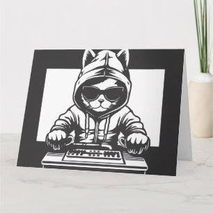 BIRTHDAY DJ CAT GREETING CARD