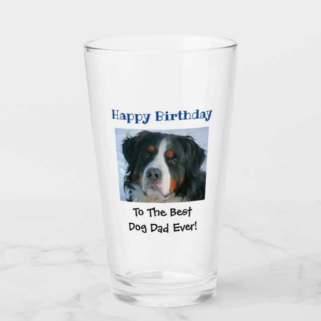 Birthday Dog Dad Best Ever Pet Photo Beer Pint Glass (Front)