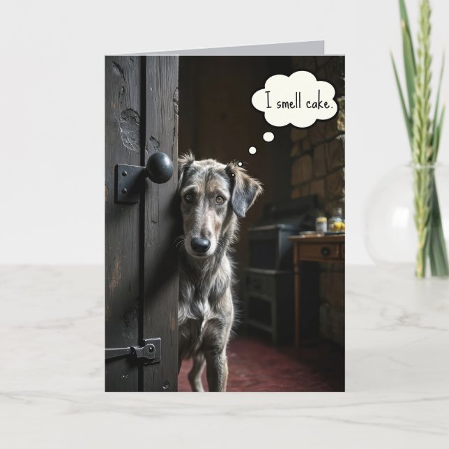 Birthday Dog Peeking Around a Door Card (Front)