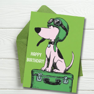 Birthday Dog Pilot Travel Suitcase Funny Aviation Card