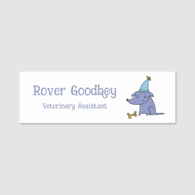 Birthday Dog with Party Hat Personalized  Name Tag (Front)