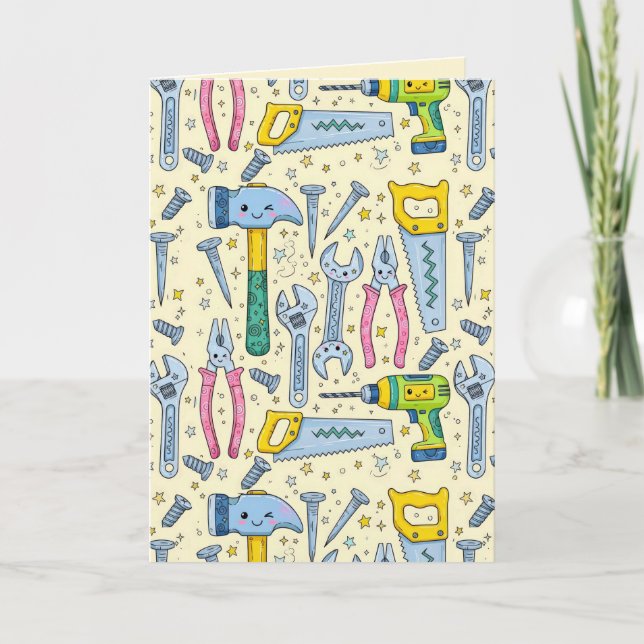 Birthday Doodle DIY Tools and Stars Collection Card (Front)