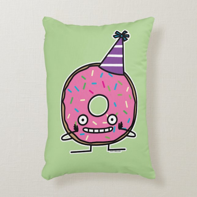 Birthday Doughnut pink icing sprinkles party hat Accent Pillow (Front(Vertical))
