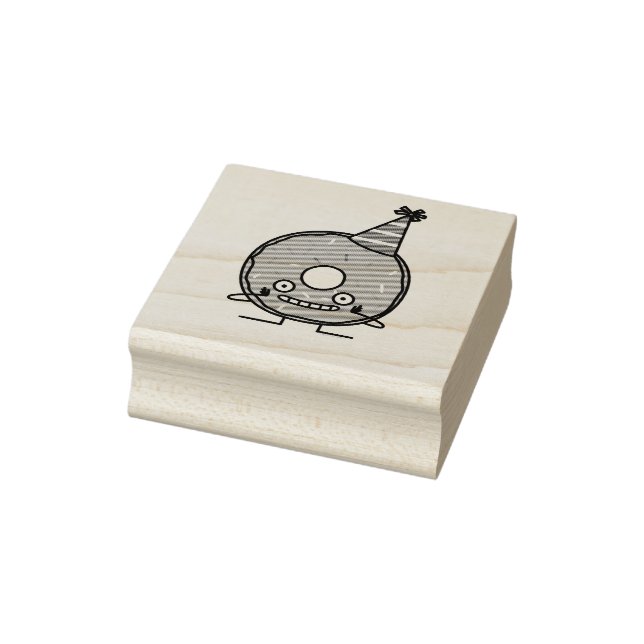 Birthday Doughnut pink icing sprinkles party hat Rubber Stamp (Stamp)