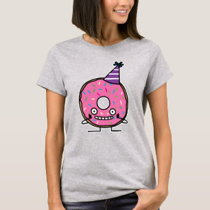 Birthday Doughnut pink icing sprinkles party hat T-Shirt