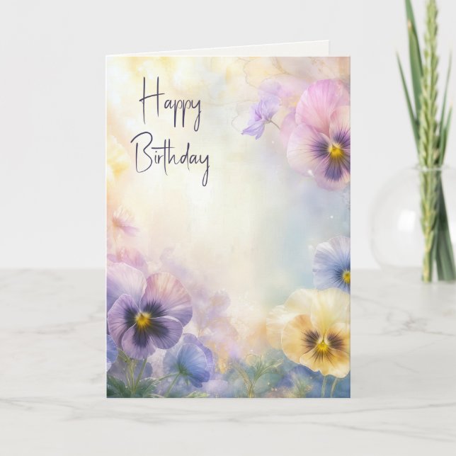 Birthday Dreamy Pansy Abstract Card (Front)