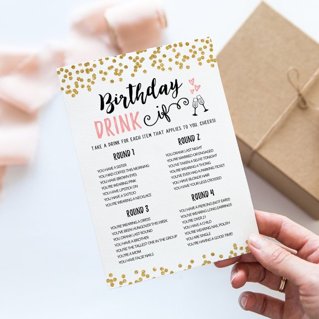 Birthday DRINK IF editable Birthday Game Card (Creator Uploaded)