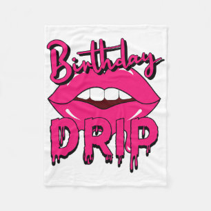 Birthday Drip Breast Cancer Awareness Cool Pink Li Fleece Blanket