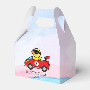 Birthday Duck race car red racing boy kid name Favor Box
