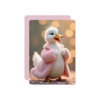 Birthday Duck Wearing a Pink Fur Coat