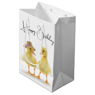 Birthday Duckling Couple   Medium Gift Bag