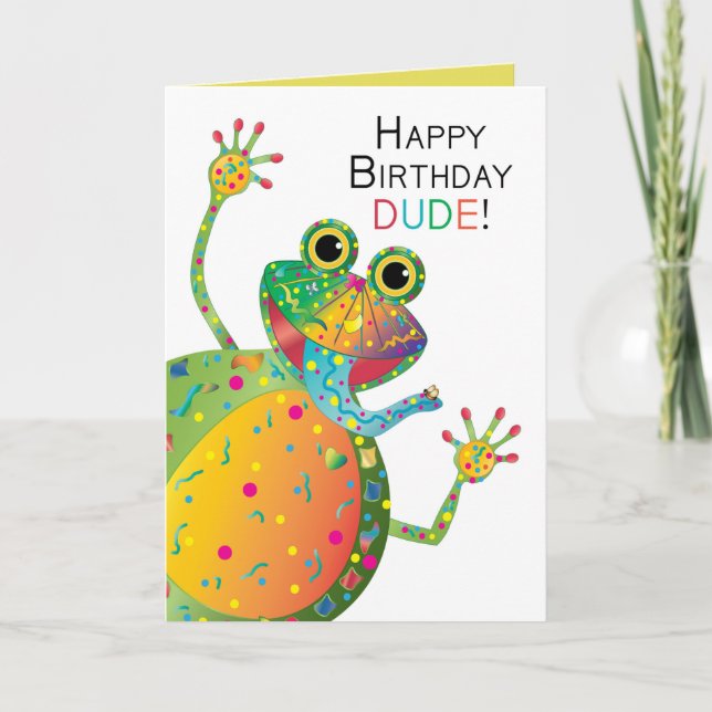 Birthday, DUDE, Frog, Kaleidoscope Collection Card (Front)