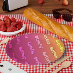Birthday (duel colour pink) paper plate