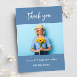 Birthday dusty blue photo simple elegant thank you card<br><div class="desc">A birthday Thank You photo card.  A dusty blue background.  Personalize and add your photo and thank you note.</div>
