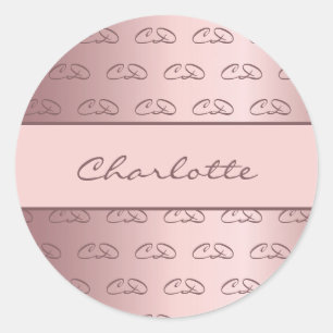 Birthday dusty rose pink monogram initials name classic round sticker