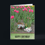 Birthday Dutch Wooden Shoes In Tulip Garden  Card<br><div class="desc">Wooden shoes in the tulip garden.
All text is editable.</div>