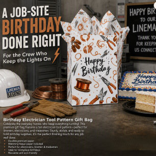 Birthday Electrician Tool Pattern Medium Gift Bag