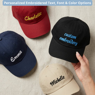 Birthday Elegant Bridesmaid Wedding Name Script Embroidered Hat