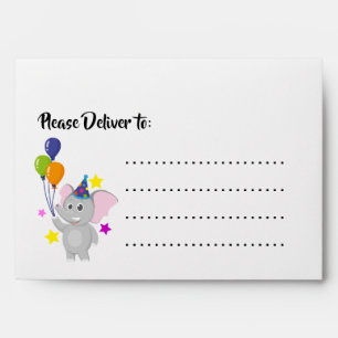 Birthday elephant holding balloons birthday envelope