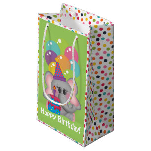 Birthday Elephant unisex kids medium gift bag