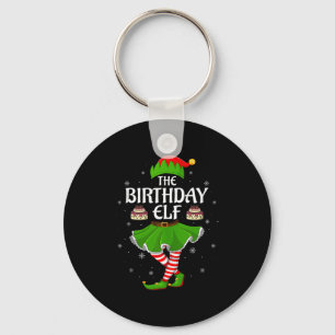 Birthday Elf Christmas Family Girls Women Elf Squa Keychain