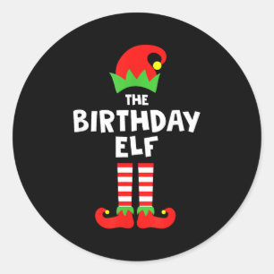 Birthday Elf Matching Group Family Holiday Christm Classic Round Sticker
