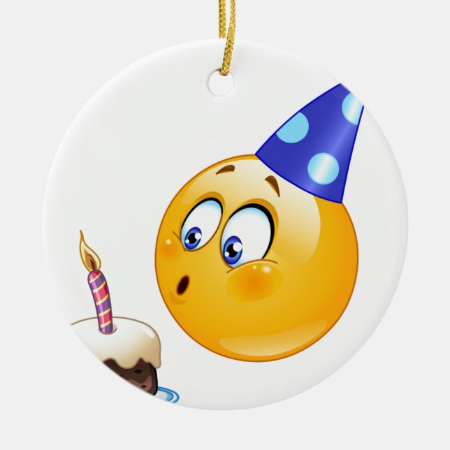 birthday emoji ceramic ornament (Front)