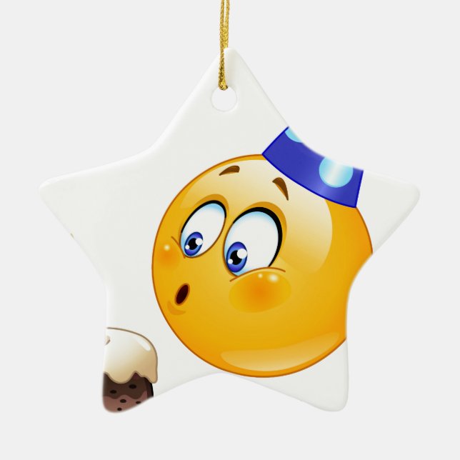 birthday emoji ceramic ornament (Front)