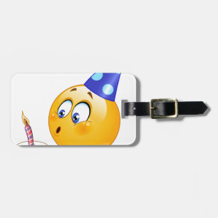 birthday emoji luggage tag