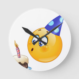 birthday emoji round clock