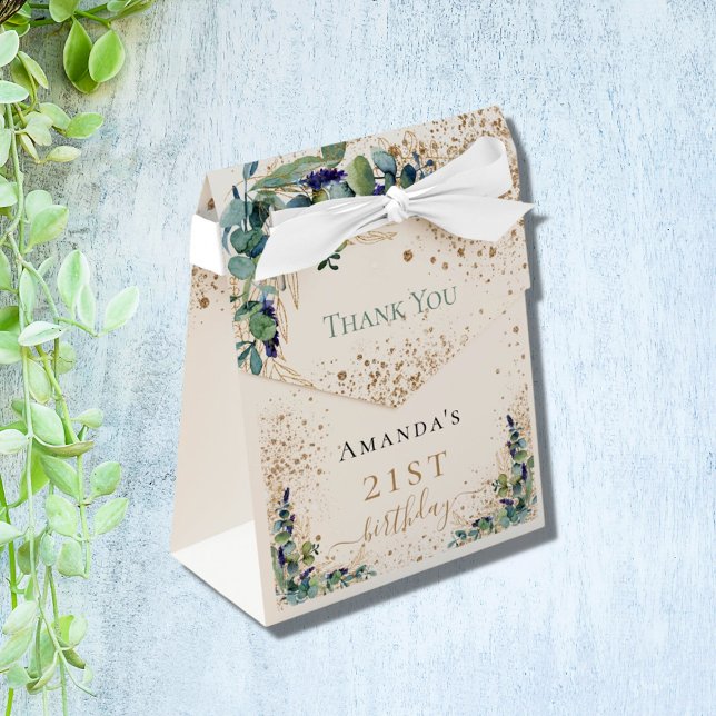 Birthday eucalyptus gold glitter thank you favor box (Creator Uploaded)
