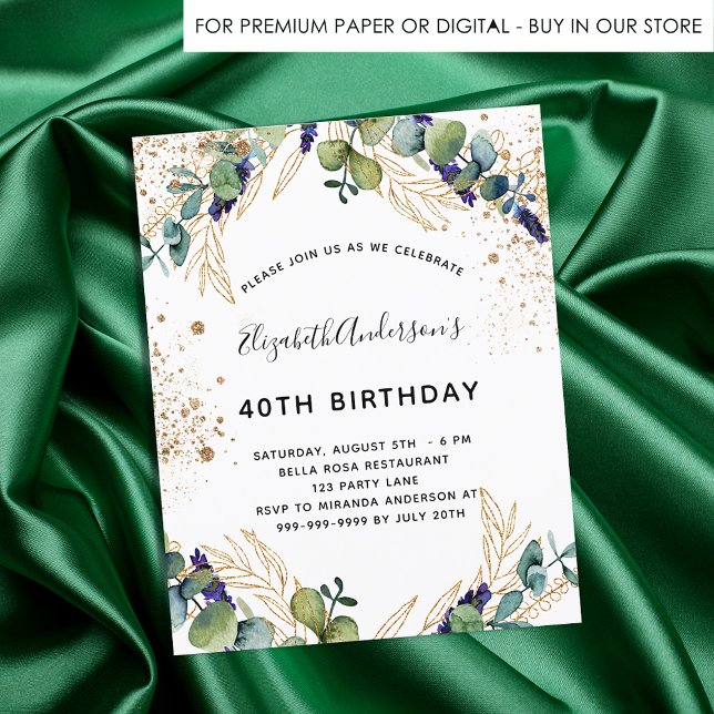 Birthday eucalyptus greenery budget invitation flyer (Creator Uploaded)