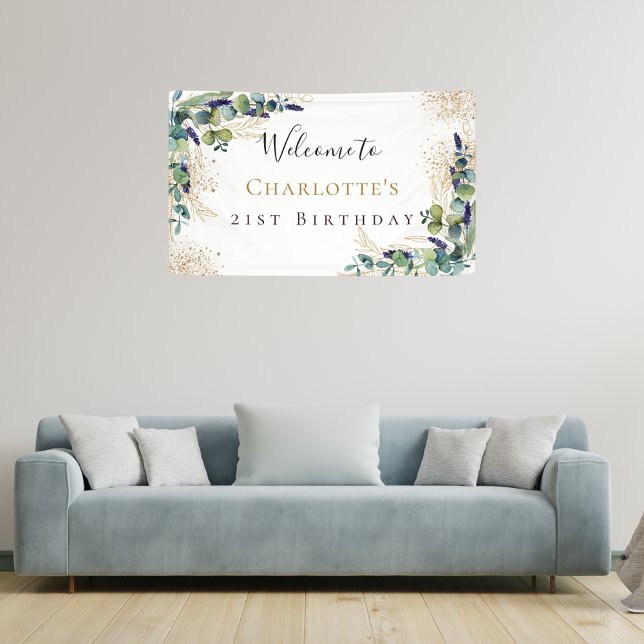 Birthday eucalyptus greenery modern welcome banner (Creator Uploaded)