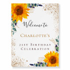 Birthday eucalyptus greenery sunflowers welcome
