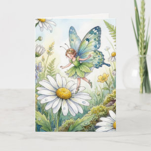 Birthday Fairy Butterfly In a Daisy Garden Card