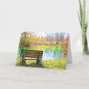 Birthday Fall Leaves Autumn Park Bench Serene Card
