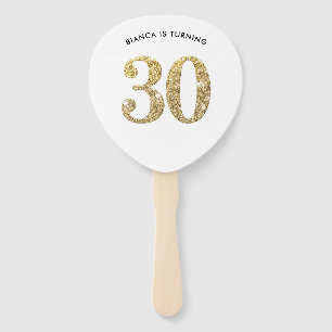 BIRTHDAY FAN modern stylish chic gold glitter 30th