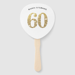 BIRTHDAY FAN modern stylish chic gold glitter 60th