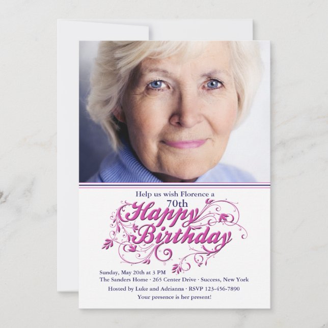Birthday Fancy Photo Invitation (Front)