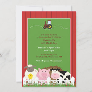 Birthday Farm Animals Flat Invitation