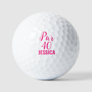 Birthday Female Golfer Funny 40th happy Forty Pink Golf Balls
