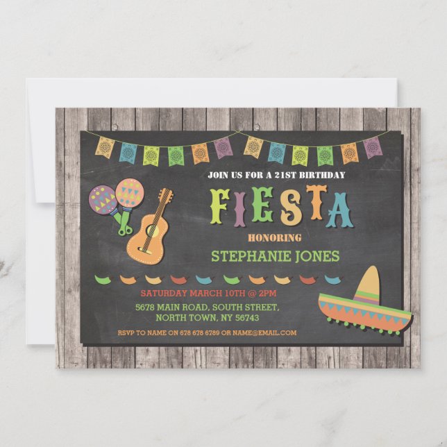 Birthday Fiesta Mexico Mexican Hat Party Invite (Front)