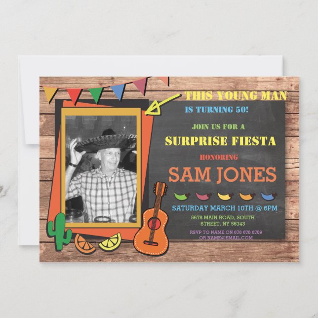Birthday Fiesta Mexico Mexican Photo Party Invite (Front)
