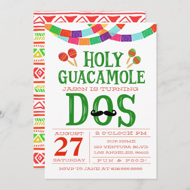 BIRTHDAY FIESTA - Turning DOS! Invitation (Front/Back)