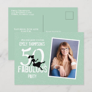 Birthday Fifty and Fabulous Photo Modern Cocktails Postcard