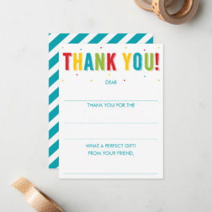 Birthday Fill In The Blank Rainbow Thank You Card