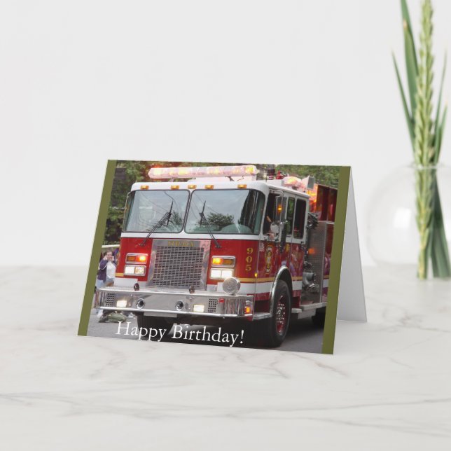 Birthday Fire Engine Card (Front)