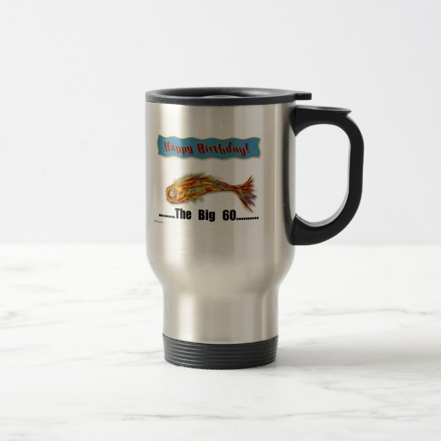 Birthday Fish 60th Travel Mug (Right)